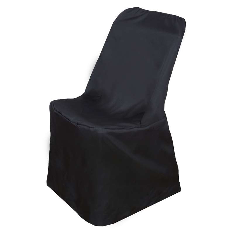 Rent elastic black chair covers for folding chairs. Ships Nationwide!